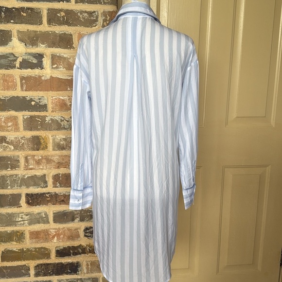 Stars Above Simply Cool Blue Striped Button-Up Sleep Shirt Satin Trim Sz S - Picture 10 of 12